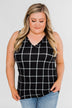 Step to the Beat Graph Striped Tank Top- Black