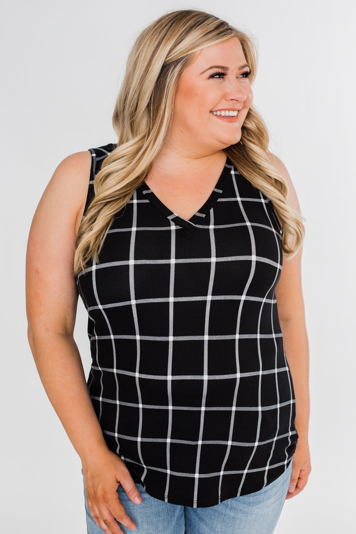 Step to the Beat Graph Striped Tank Top- Black