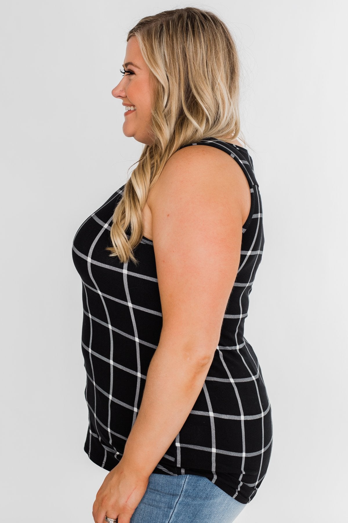 Step to the Beat Graph Striped Tank Top- Black
