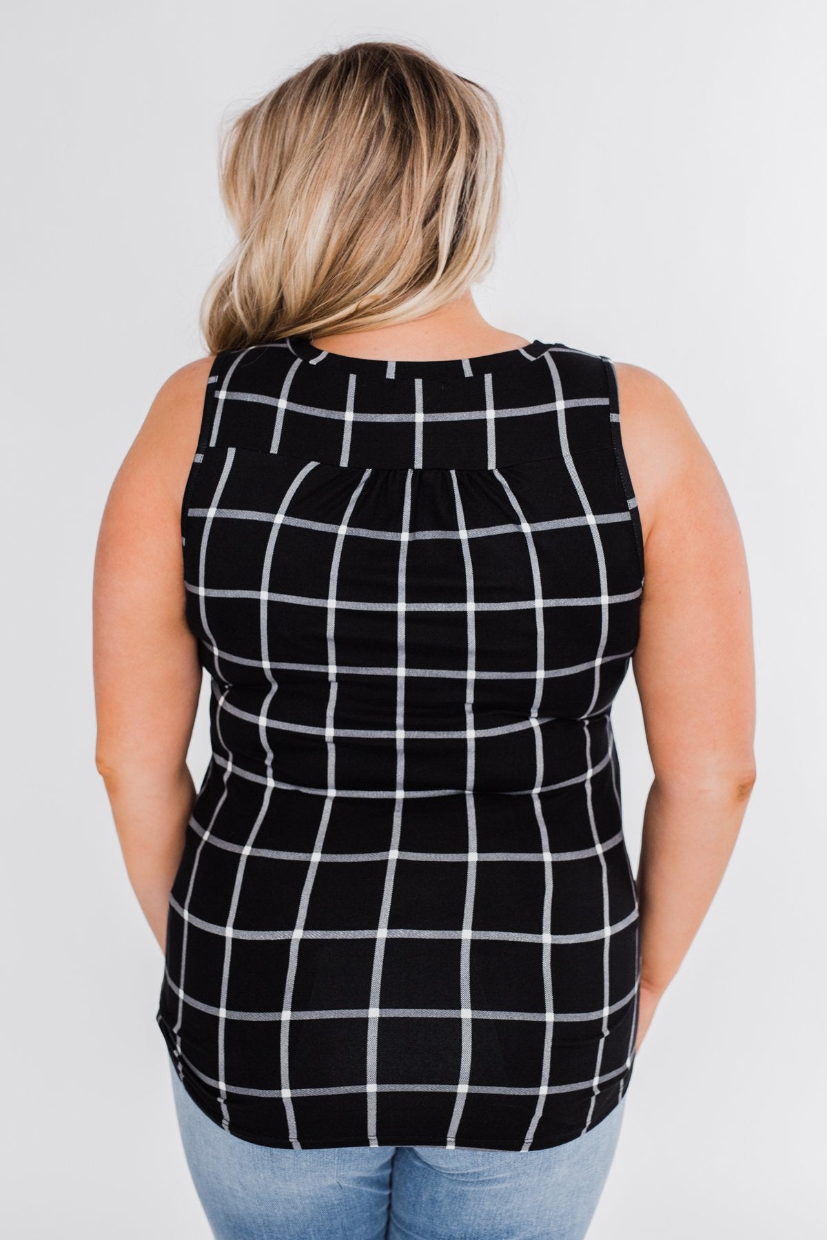 Step to the Beat Graph Striped Tank Top- Black