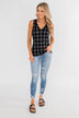 Step to the Beat Graph Striped Tank Top- Black
