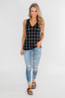 Step to the Beat Graph Striped Tank Top- Black