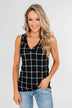Step to the Beat Graph Striped Tank Top- Black