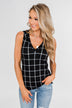 Step to the Beat Graph Striped Tank Top- Black