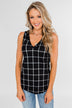 Step to the Beat Graph Striped Tank Top- Black