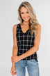Step to the Beat Graph Striped Tank Top- Black