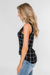 Step to the Beat Graph Striped Tank Top- Black