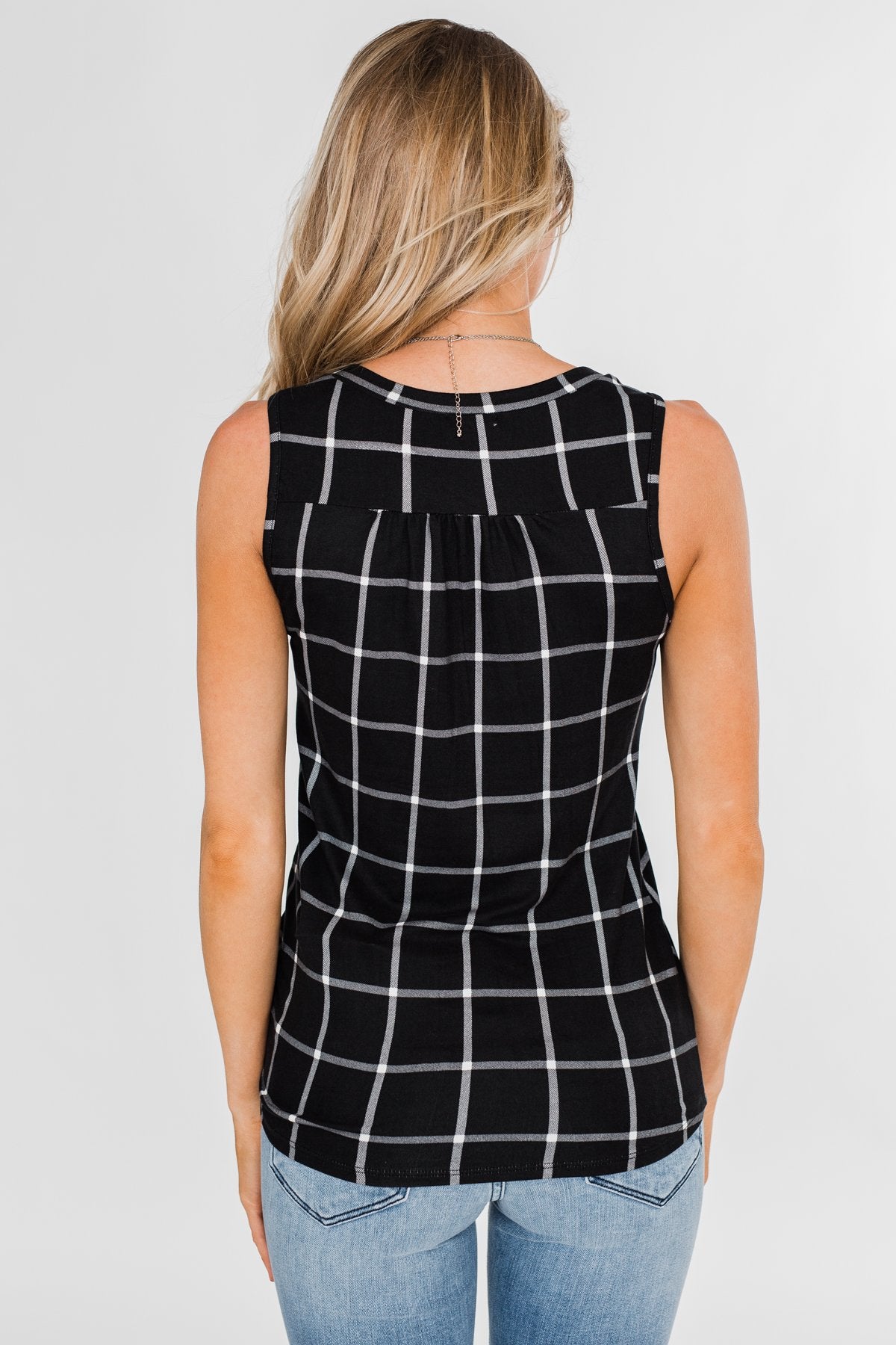 Step to the Beat Graph Striped Tank Top- Black
