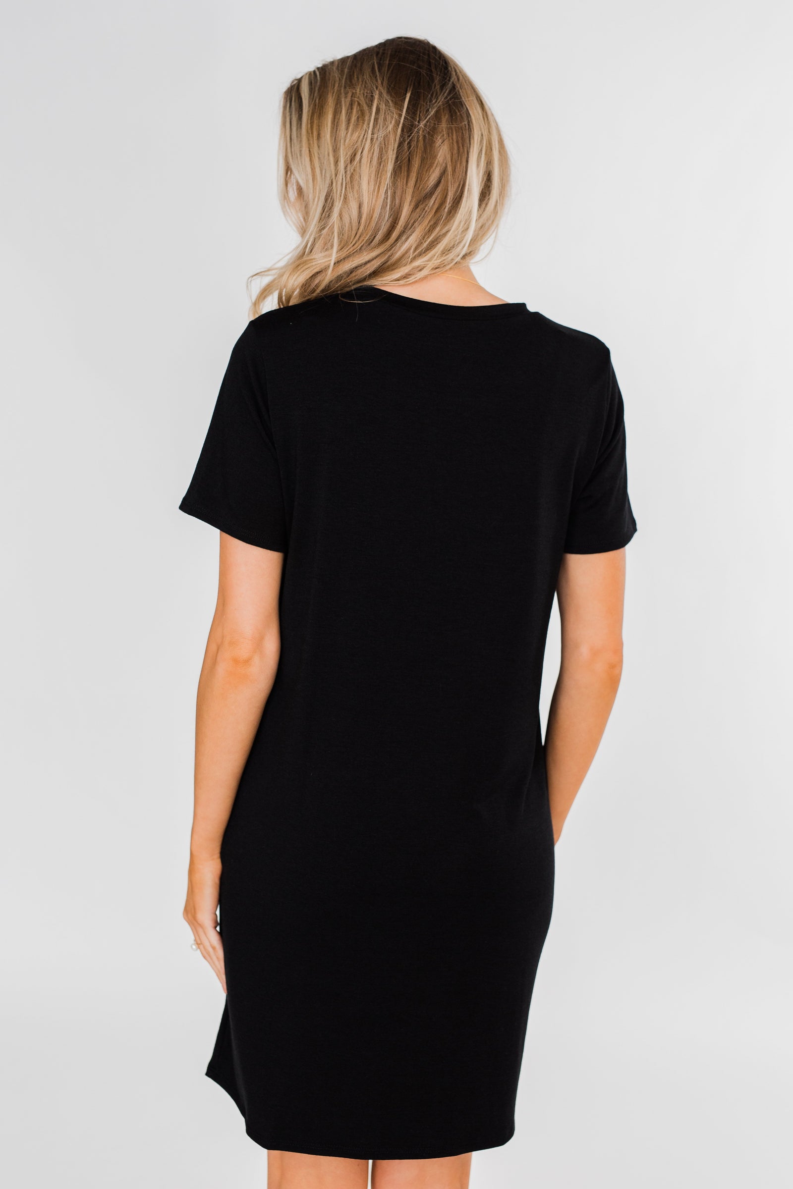 Short Sleeve T-Shirt Dress- Black