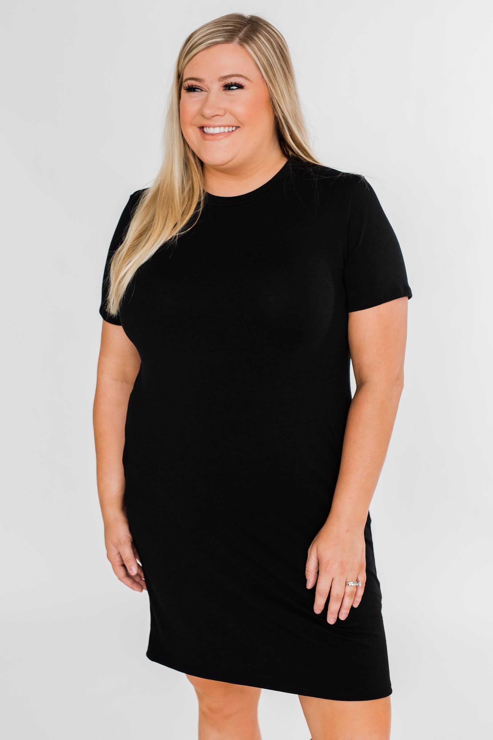 Short Sleeve T-Shirt Dress- Black