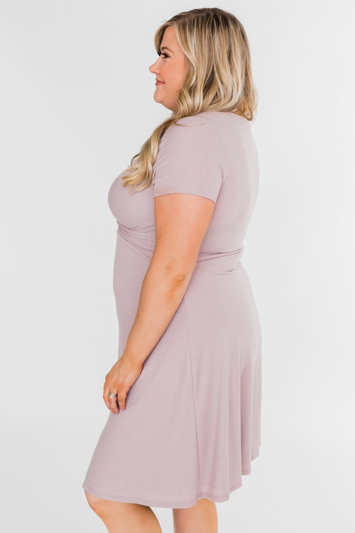 Tell Me More Front Knot Dress- Mauve