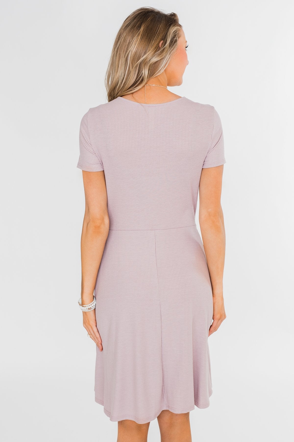 Tell Me More Front Knot Dress- Mauve