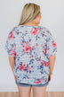 Where You Are Floral Knot Top- Blue