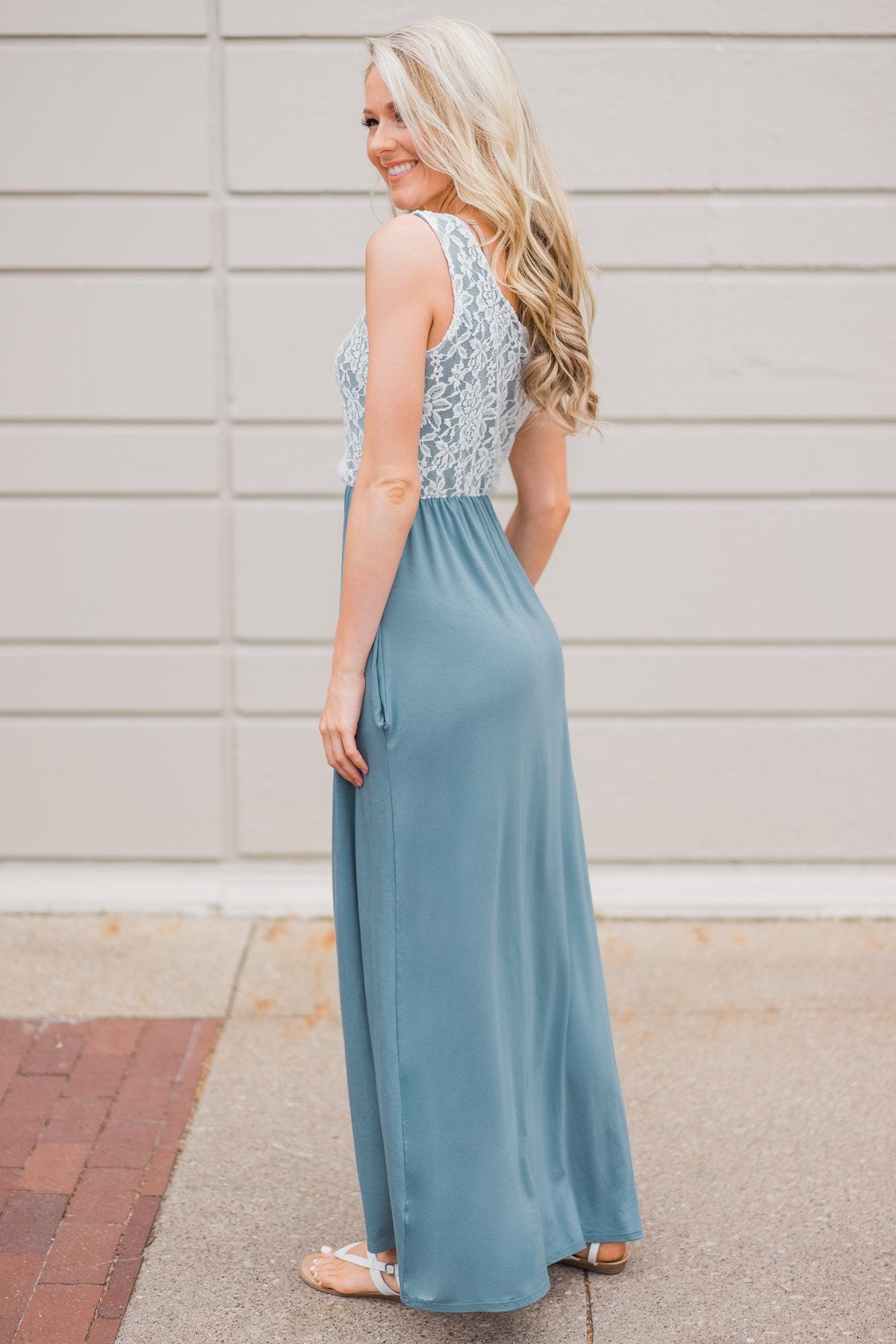 slate blue lace dress Trumpet/Mermaid Slate Blue Lace Appliques Wedding Guest Dress