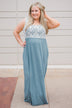 Loving Lace Maxi Dress- Slate Blue