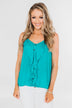 Ideal Situation Ruffle Tank Top- Turquoise