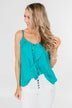 Ideal Situation Ruffle Tank Top- Turquoise