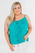 Ideal Situation Ruffle Tank Top- Turquoise