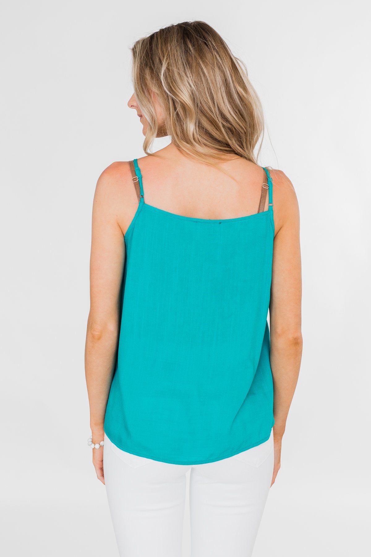 Ideal Situation Ruffle Tank Top- Turquoise