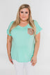Attracted To You Sequin Pocket Top- Aqua