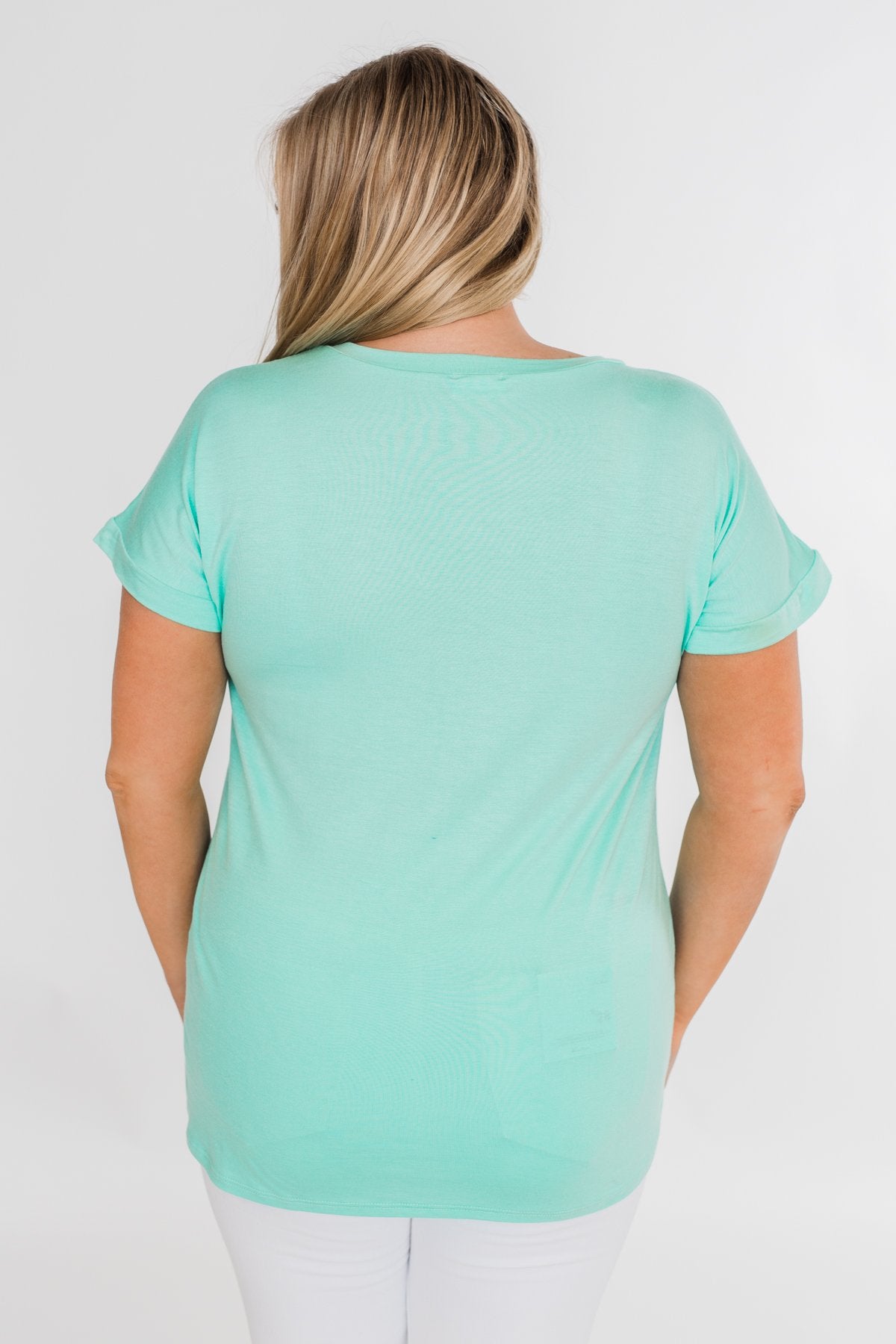 Attracted To You Sequin Pocket Top- Aqua