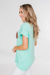 Attracted To You Sequin Pocket Top- Aqua