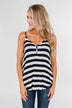 Give It To Me Striped Tank Top- Navy