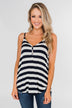 Give It To Me Striped Tank Top- Navy