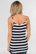Give It To Me Striped Tank Top- Navy