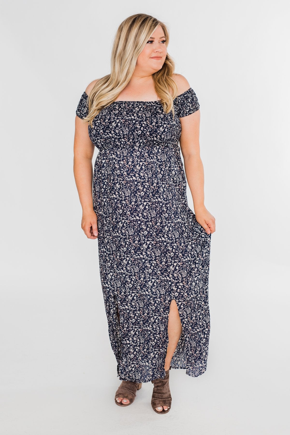 Beautiful Crazy Floral Dress- Navy