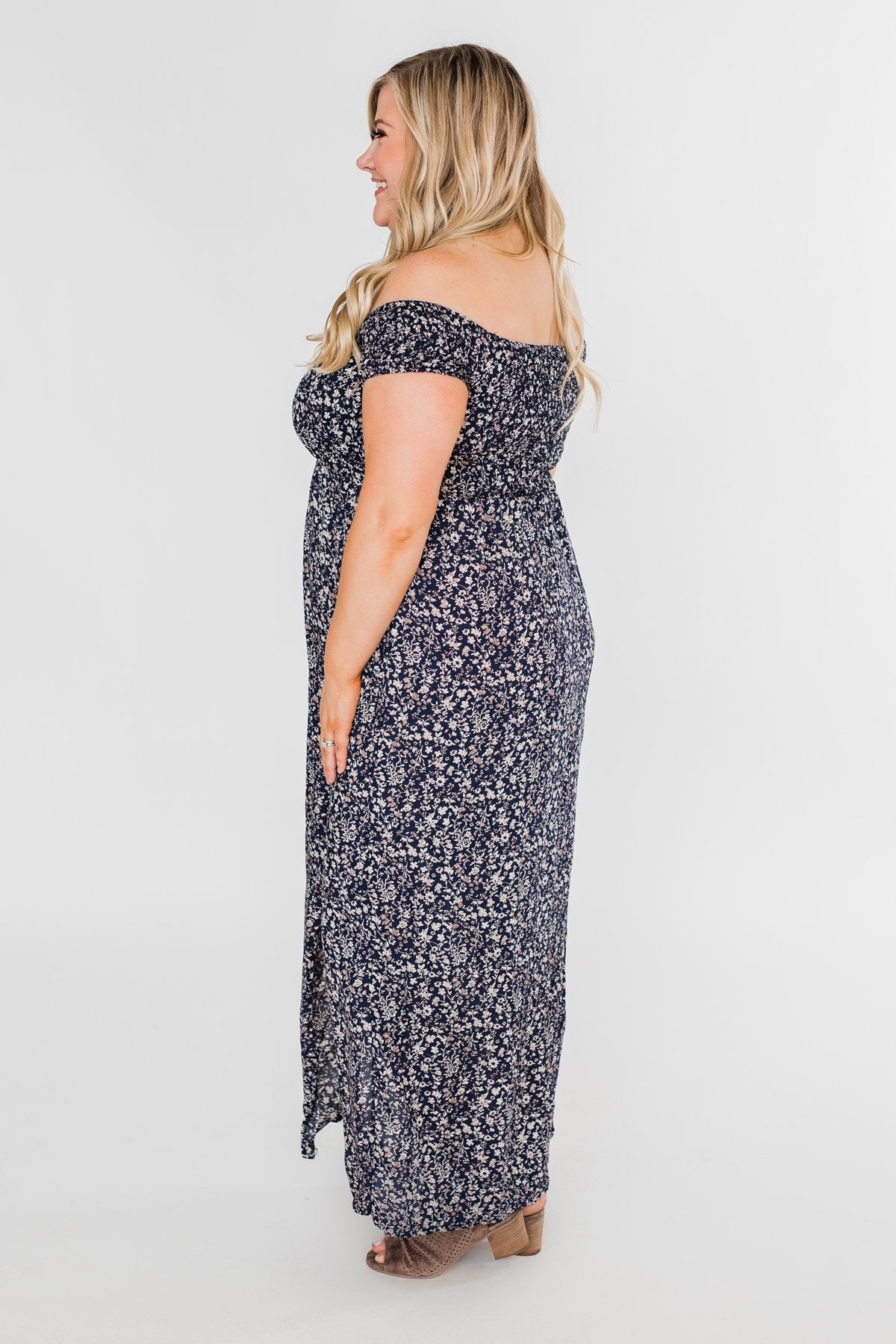 Beautiful Crazy Floral Dress- Navy