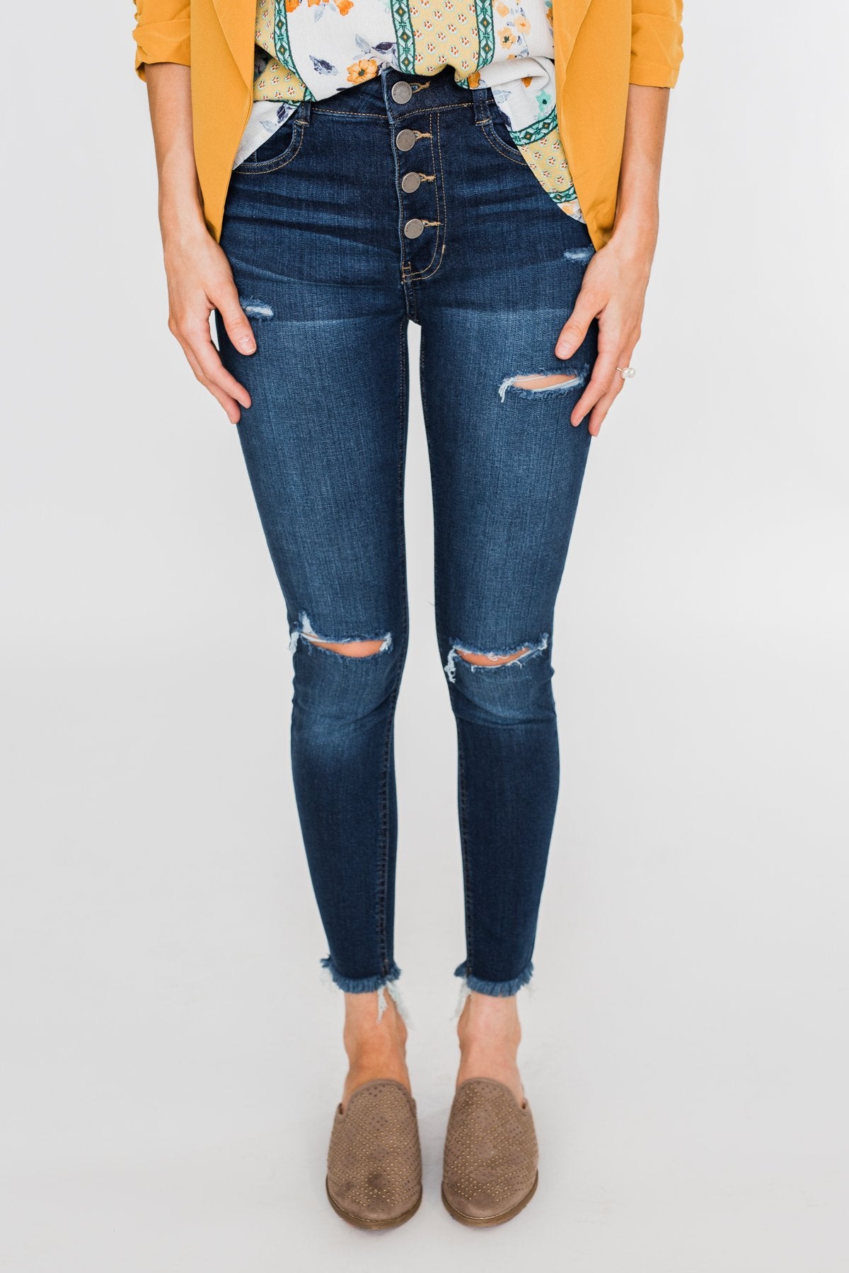 C'est Toi Distressed Skinny Jeans- Jade Wash