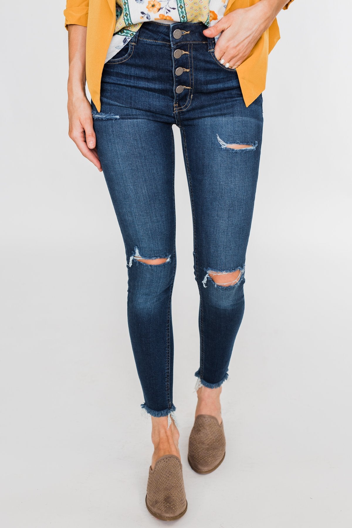 C'est Toi Distressed Skinny Jeans- Jade Wash