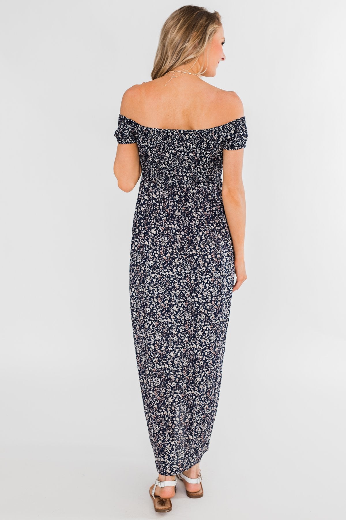 Beautiful Crazy Floral Dress- Navy