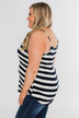 Give It To Me Striped Tank Top- Navy