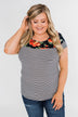 Floral Fever Short Sleeve Stripe and Floral Top - Navy