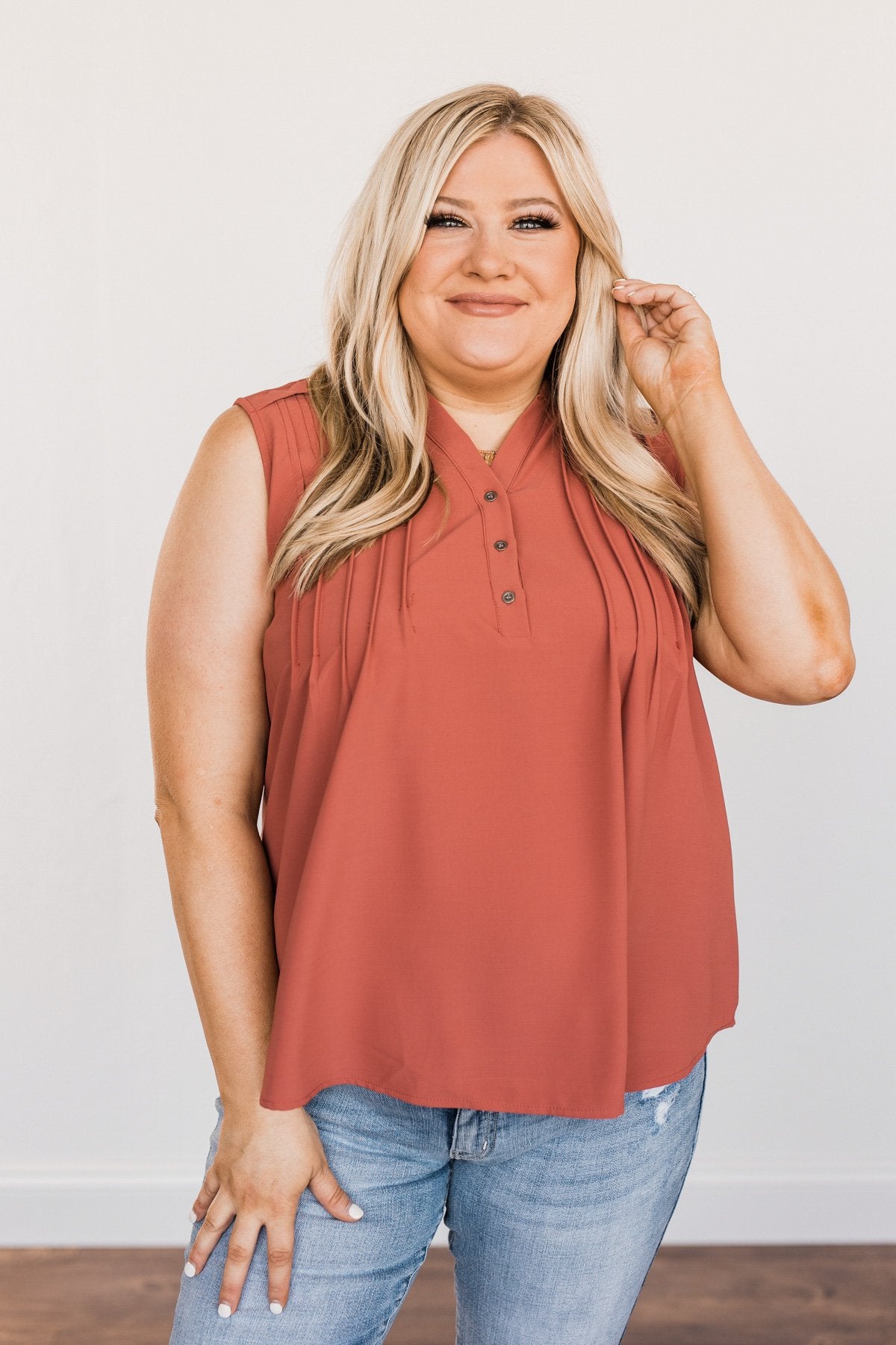 Never Ending Bliss Sleeveless Blouse- Terracotta