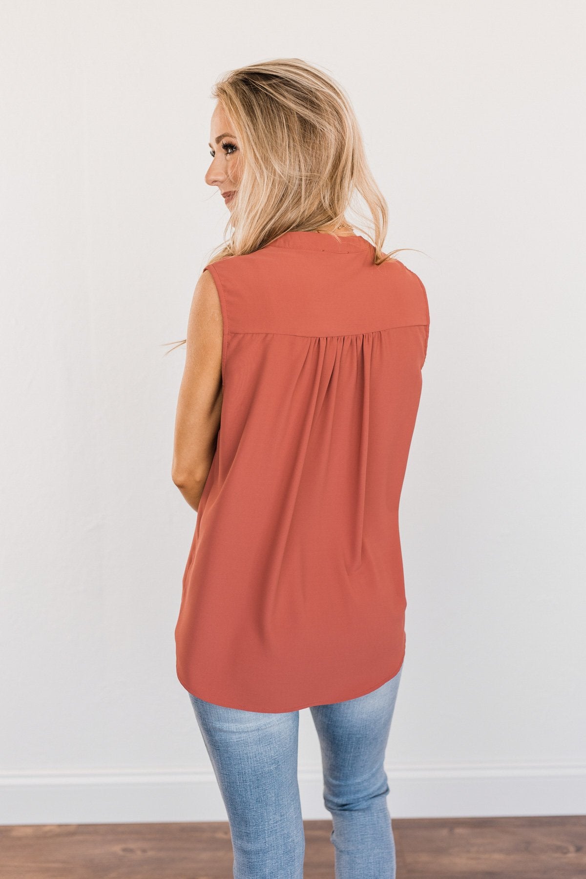 Never Ending Bliss Sleeveless Blouse- Terracotta