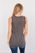 Wishful Thinking Button Henley Tank Top- Heathered Black