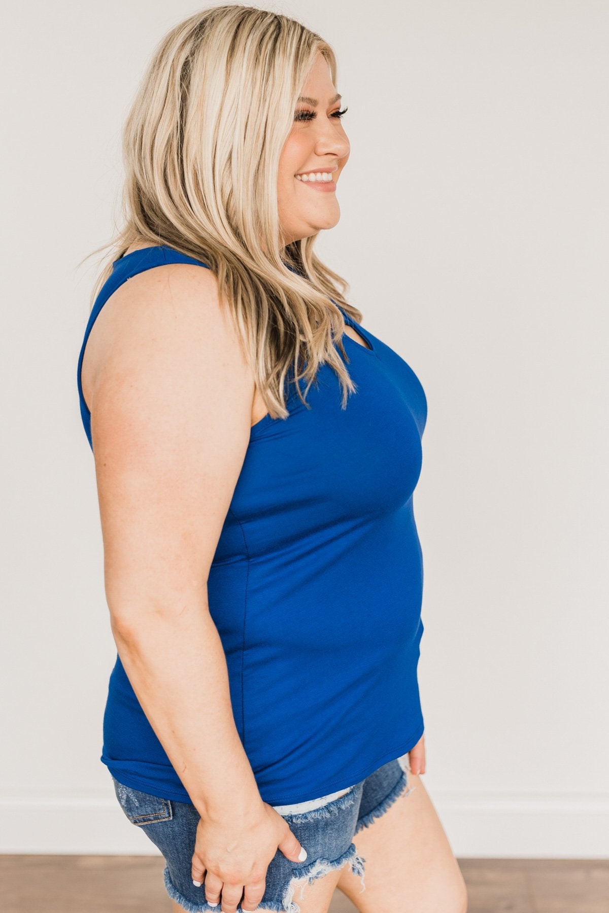 Places To Go Criss-Cross Tank Top- Royal Blue