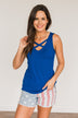 Places To Go Criss-Cross Tank Top- Royal Blue