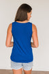 Places To Go Criss-Cross Tank Top- Royal Blue