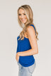 Places To Go Criss-Cross Tank Top- Royal Blue