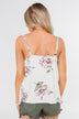 Floral Drape Neck Tank Top- Ivory