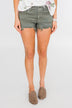 C'est Toi Distressed Shorts- Moss