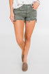 C'est Toi Distressed Shorts- Moss