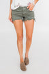 C'est Toi Distressed Shorts- Moss