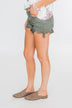 C'est Toi Distressed Shorts- Moss