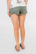 C'est Toi Distressed Shorts- Moss