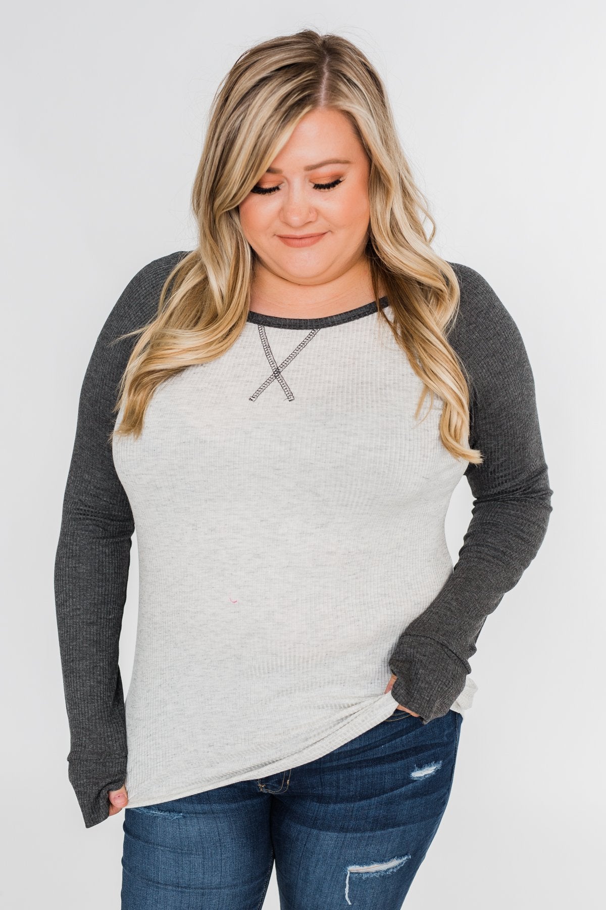 Greetings to You  Ribbed Top- Grey